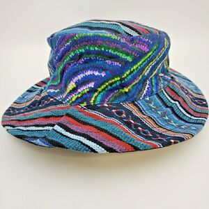 Boho Hippie Bucket Hat Cotton Blue Unisex Lightweight Beach Summer Sun Hat Nepal